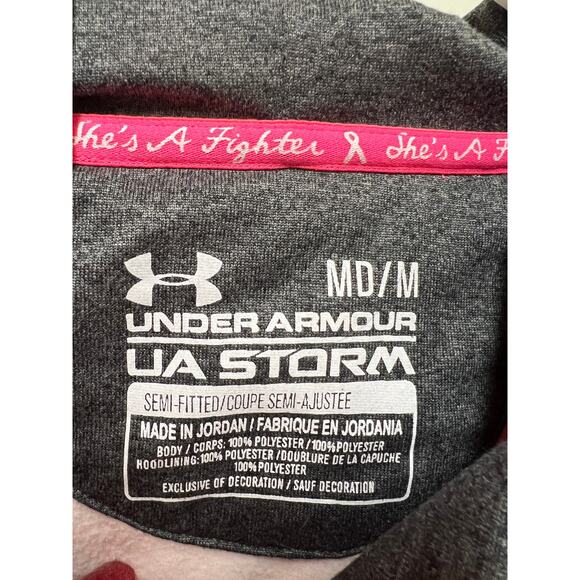 Under Armour Storm Semi Fitted Hoodie Pink Breast Cancer Full Zip Sz Medium - Picture 3 of 5